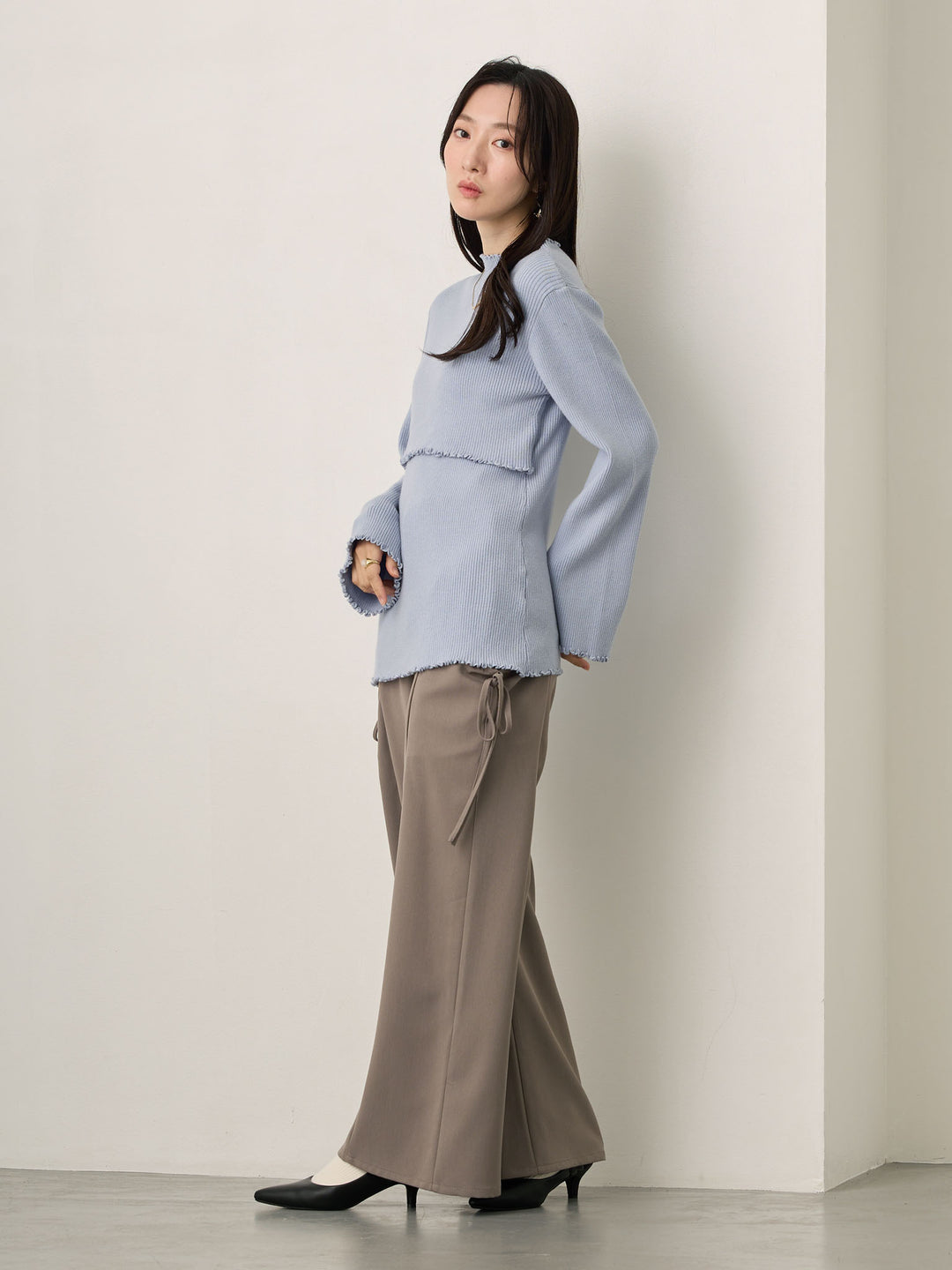 侧边蝴蝶结裤 灰色