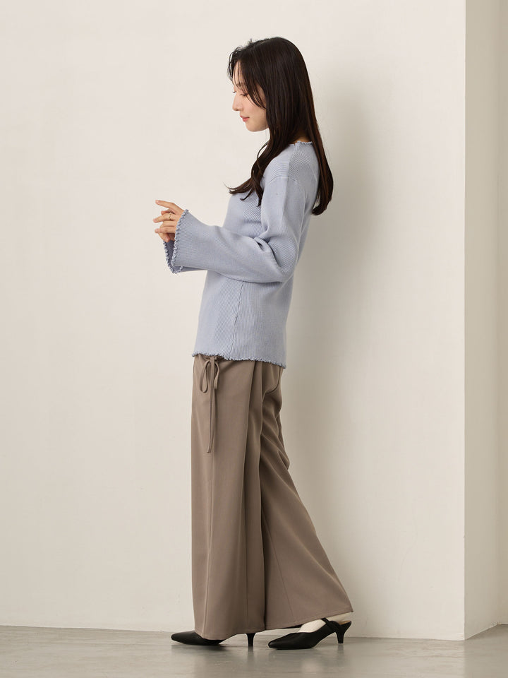 柔らかリブニットトップス Blue