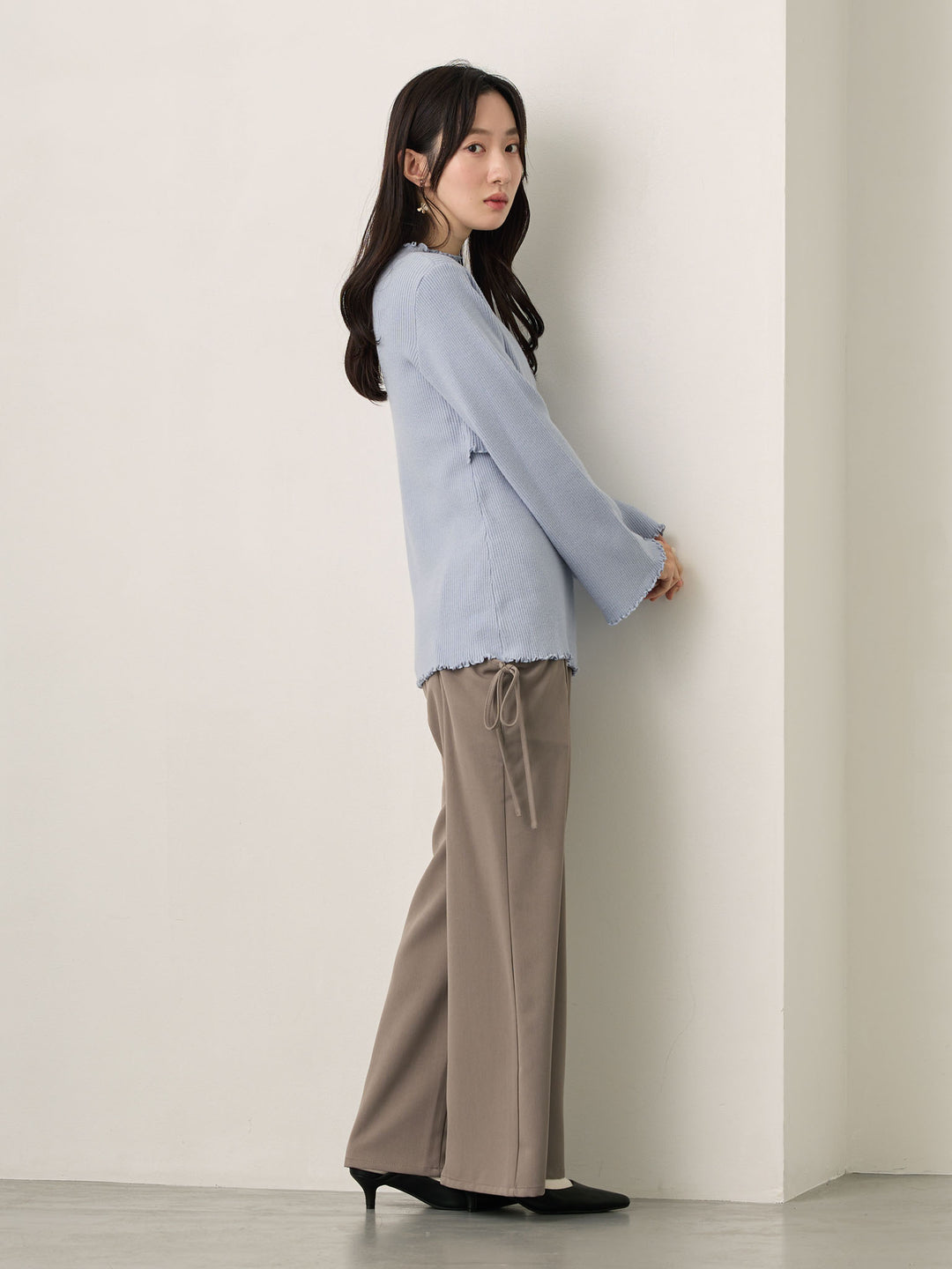 侧边蝴蝶结裤 灰色