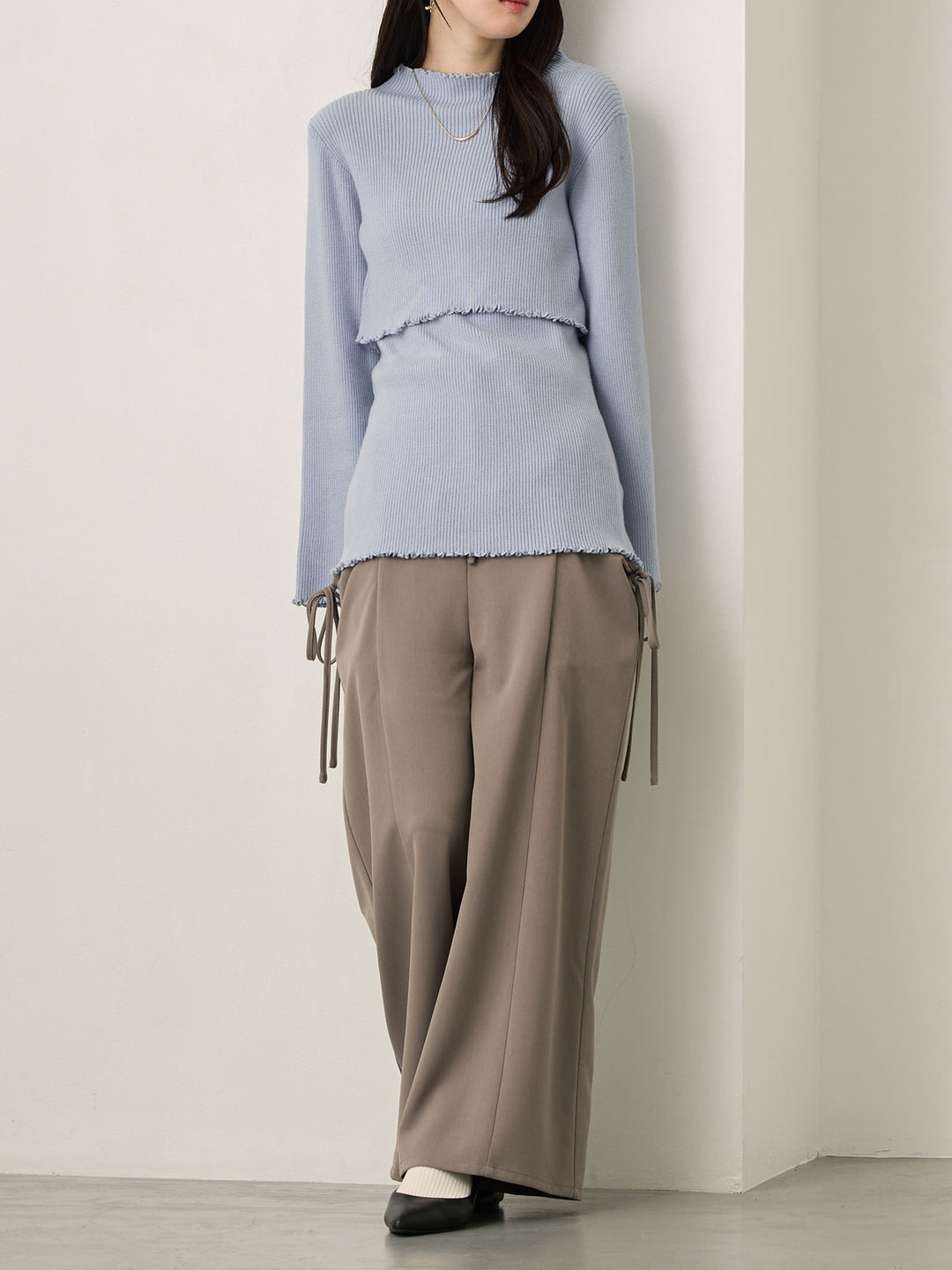 侧边蝴蝶结裤 灰色