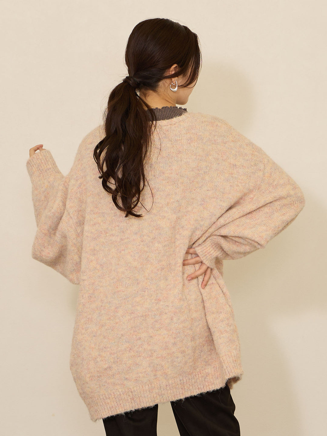 [Maternity/Nursing Clothes] Soft rib knit tops Charcoal Gray