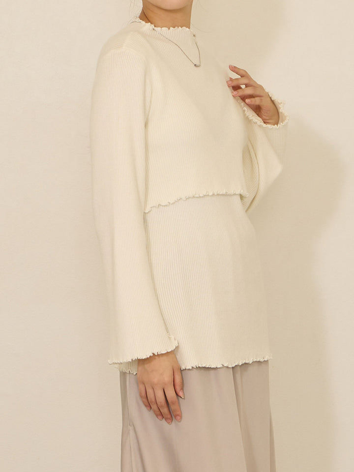 [Maternity/Nursing Clothes] Soft rib knit tops White