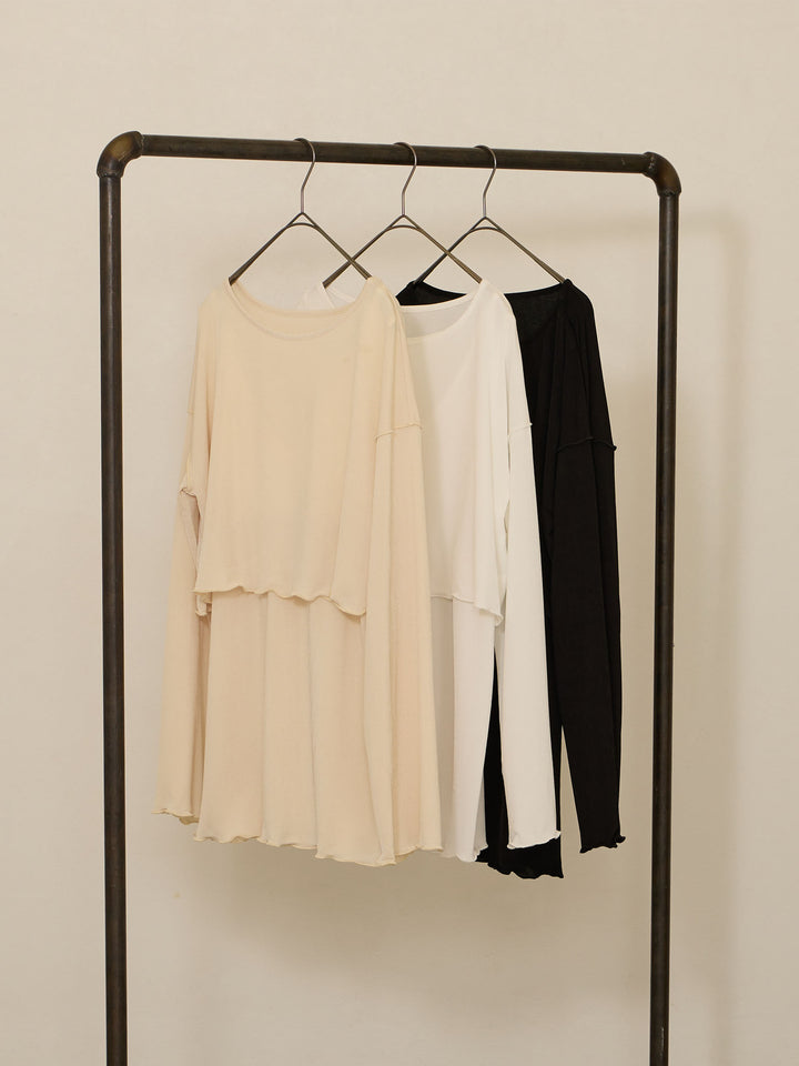 【マタニティ・授乳服】メローデザインシアーTシャツ White