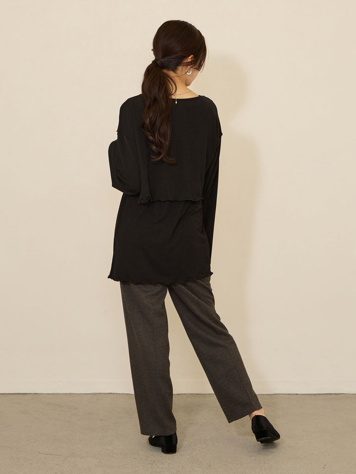 [Maternity/Nursing Clothes] Mellow Design Sheer T-shirt Black