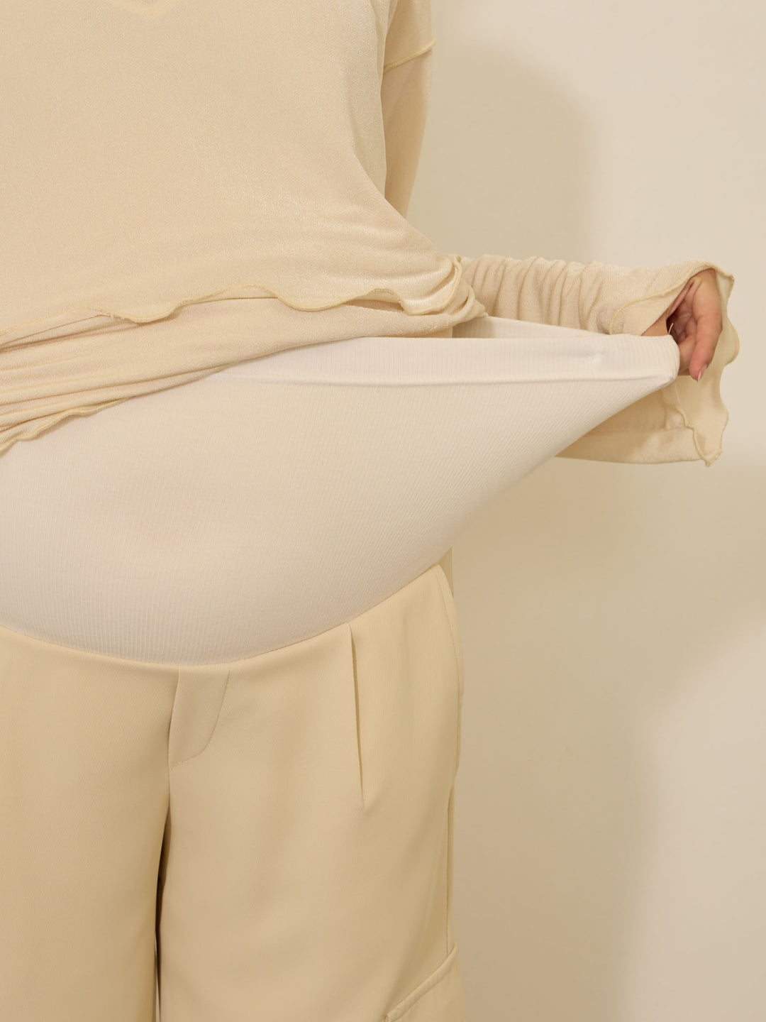 [Maternity/Postpartum] Casual pants Ivory