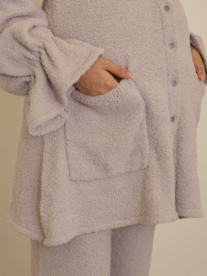 [Maternity/Postpartum] Fluffy pajama set Gray