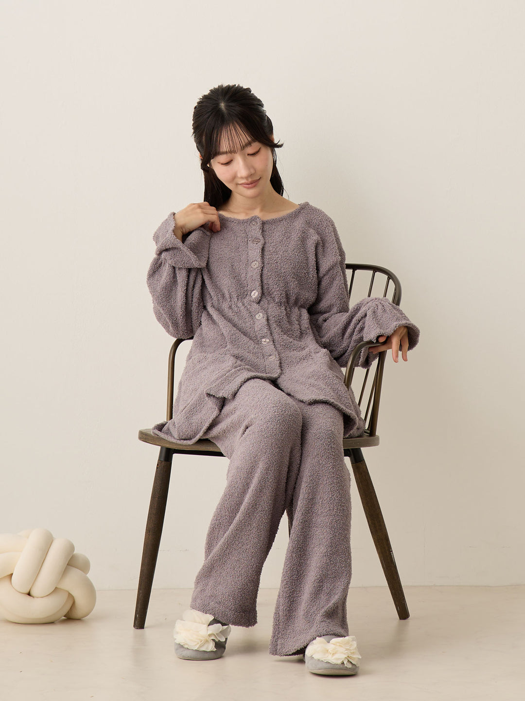 蓬松睡衣套装 炭灰色