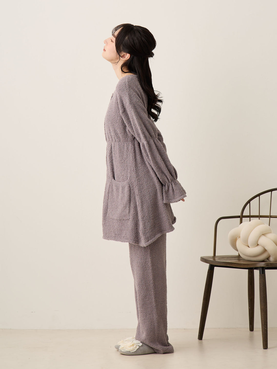 蓬松睡衣套装 炭灰色