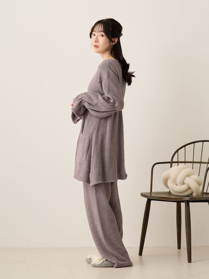 蓬松睡衣套装 炭灰色