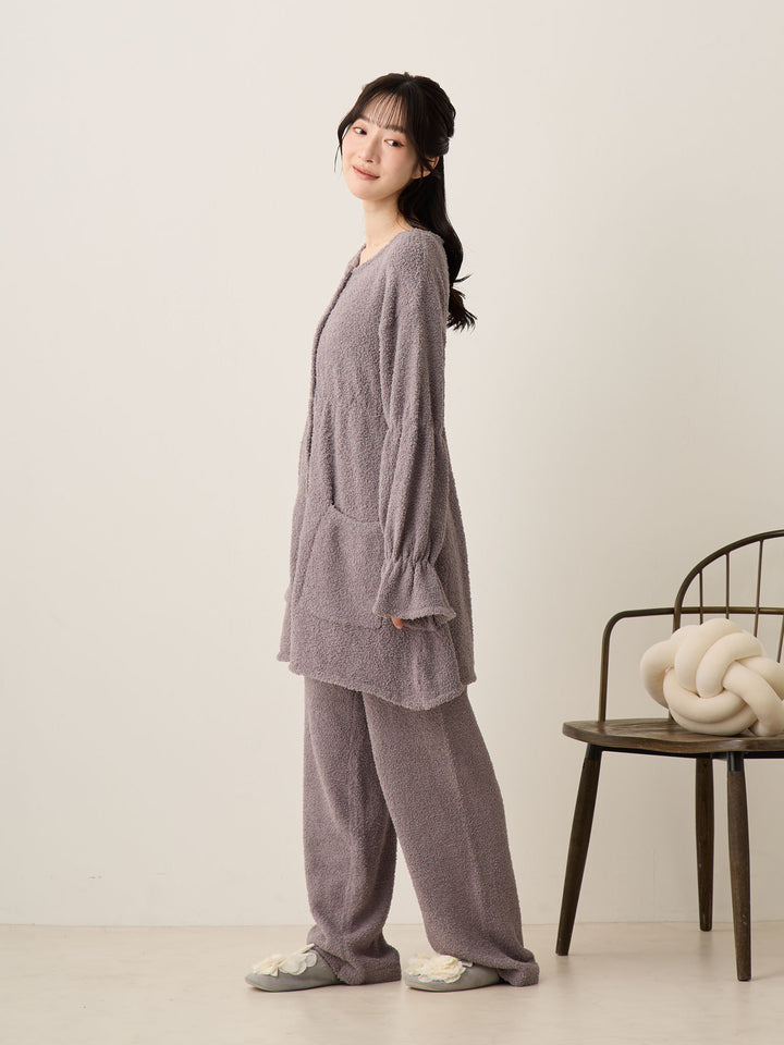 蓬松睡衣套装 炭灰色