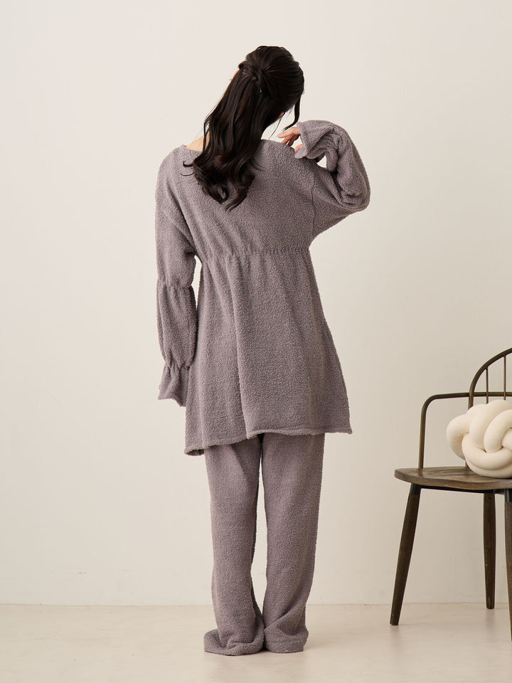 蓬松睡衣套装 炭灰色