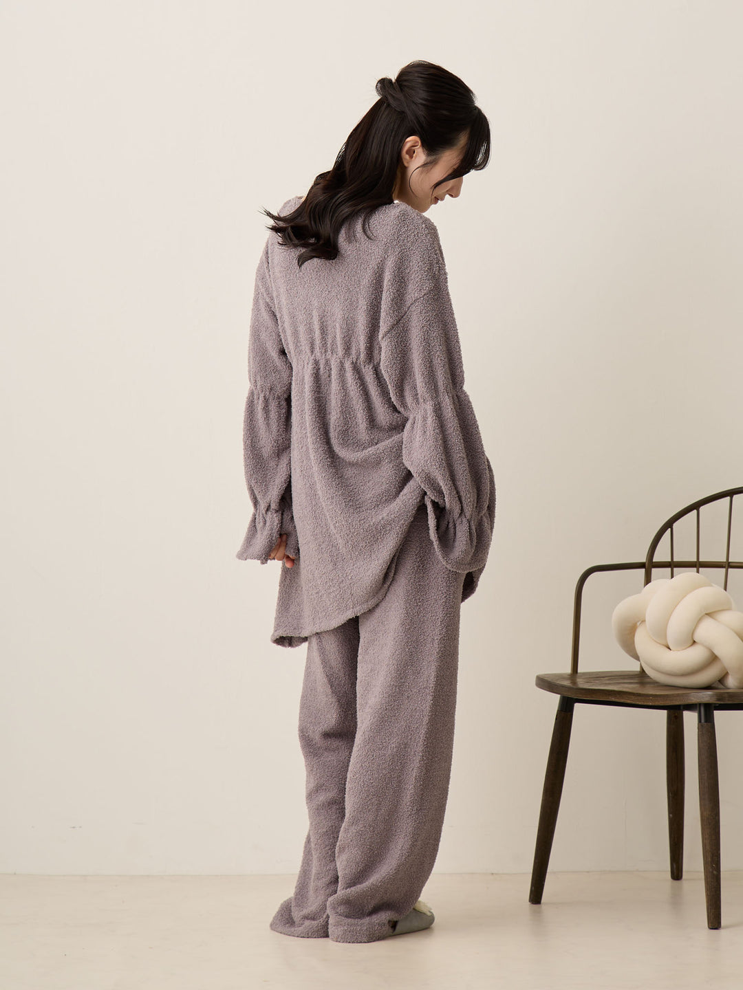 蓬松睡衣套装 炭灰色