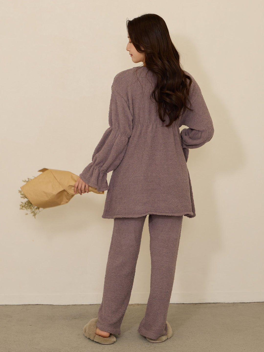 [Maternity/Postpartum] Fluffy pajama set Charcoal Gray