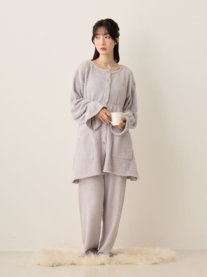 蓬松睡衣套装 灰色