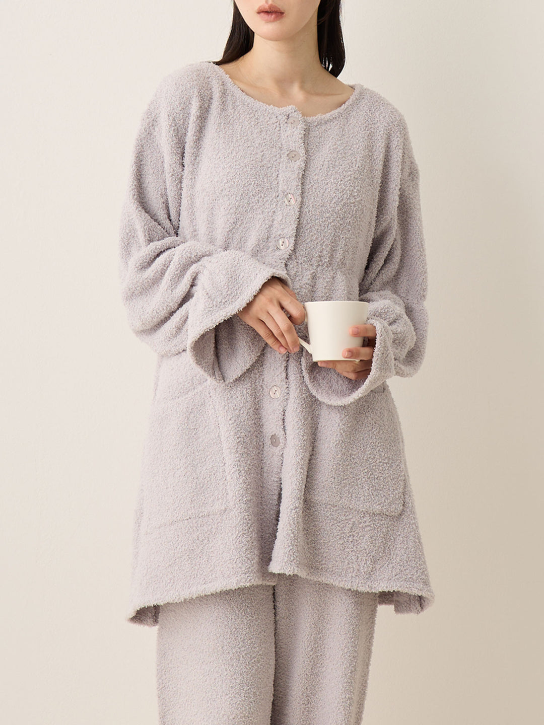 蓬松睡衣套装 灰色