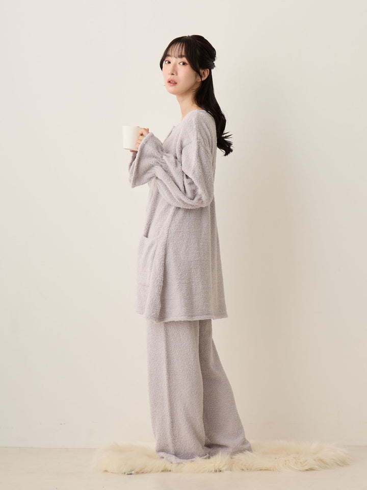 蓬松睡衣套装 灰色