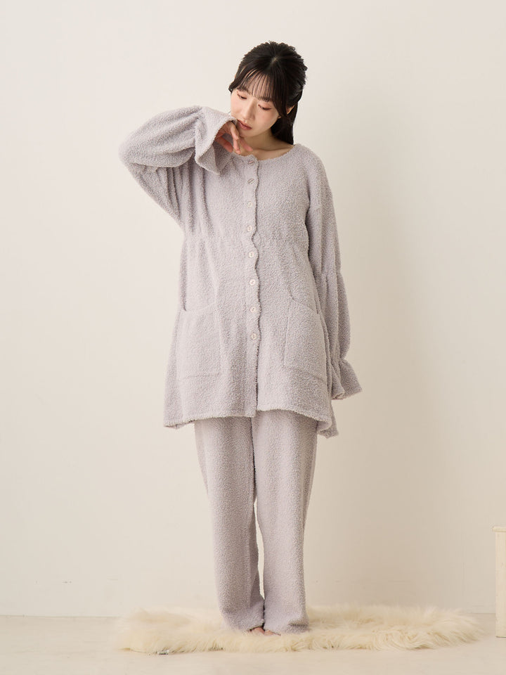 蓬松睡衣套装 灰色