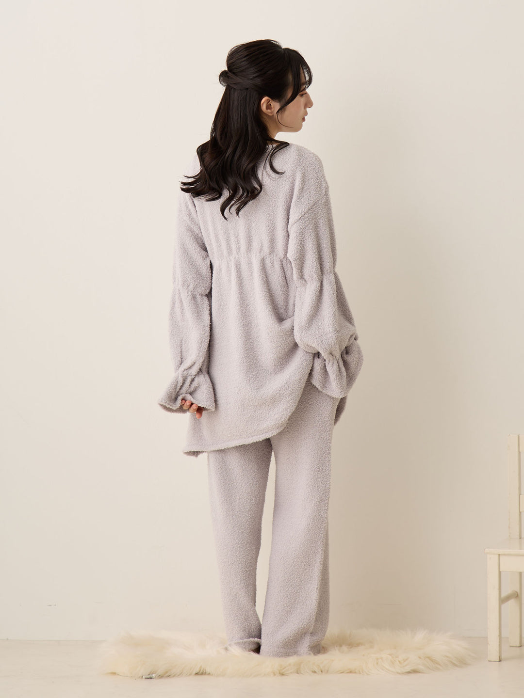 蓬松睡衣套装 灰色