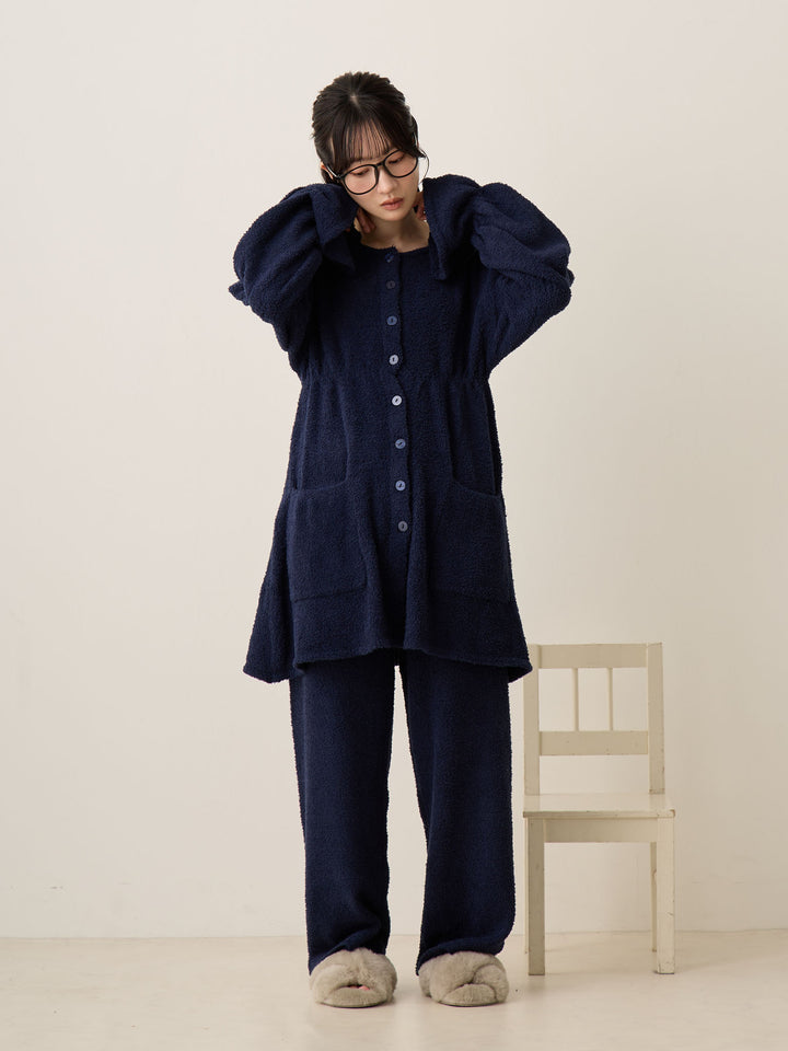 海军蓝蓬松睡衣套装