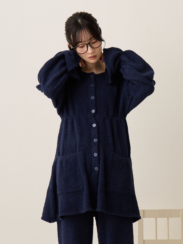 海军蓝蓬松睡衣套装