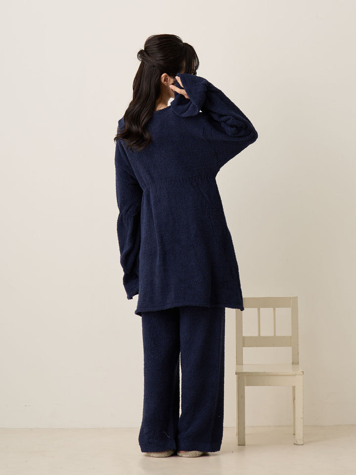 海军蓝蓬松睡衣套装