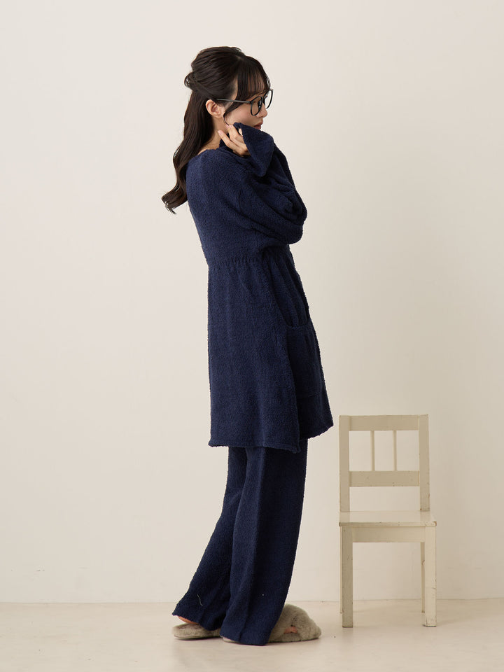 海军蓝蓬松睡衣套装