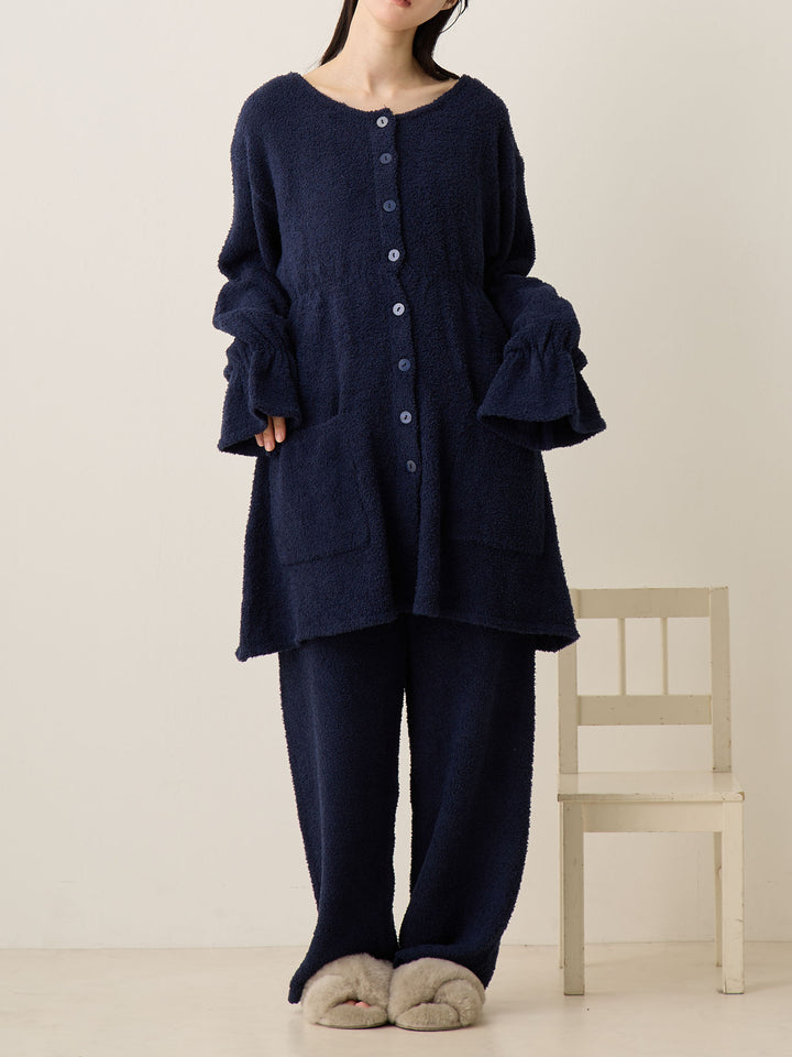 海军蓝蓬松睡衣套装