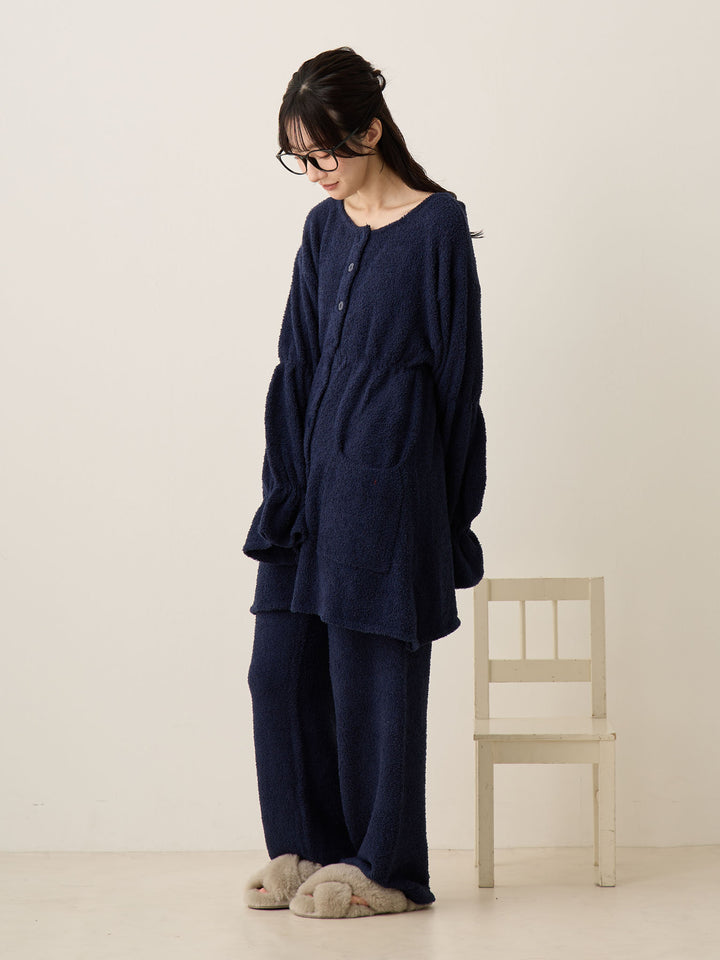 海军蓝蓬松睡衣套装