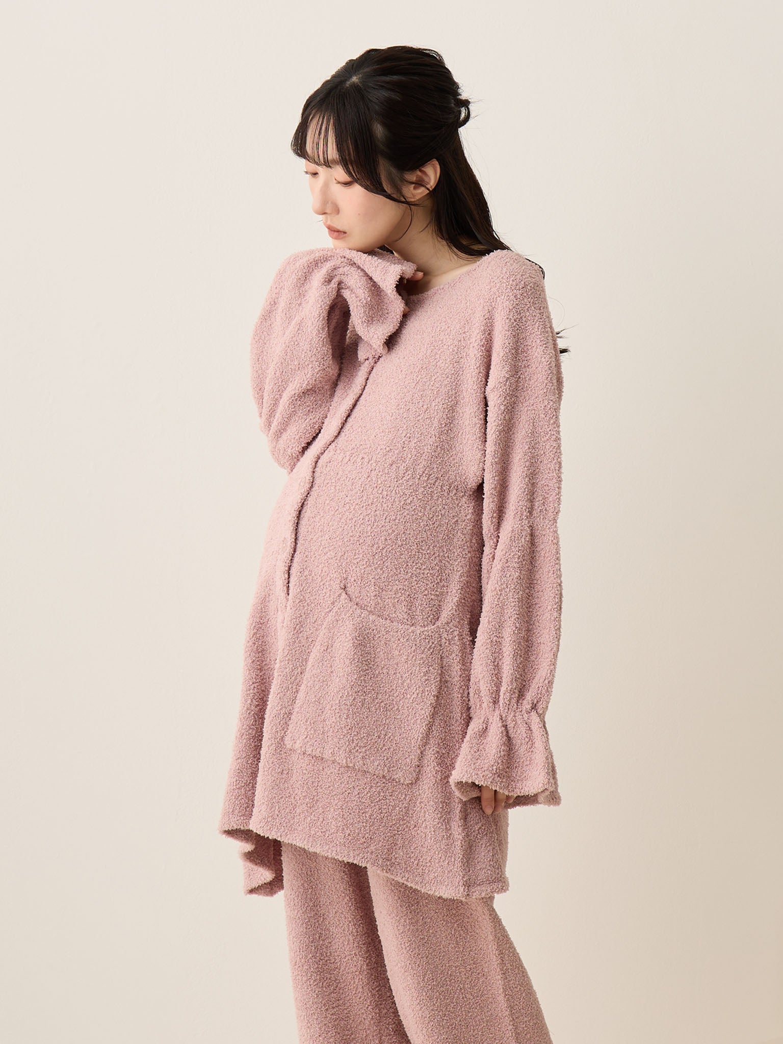 honono ふわふわルームセット　Ash pink ふわもこパジャマセット Pink – honono for mom&baby