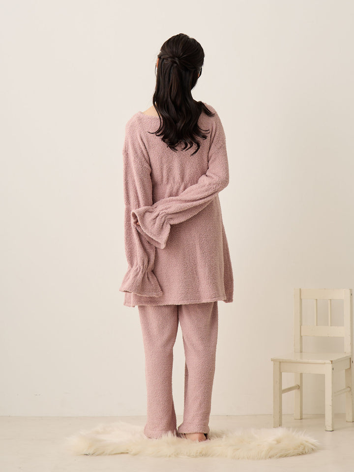 蓬松睡衣套装粉色