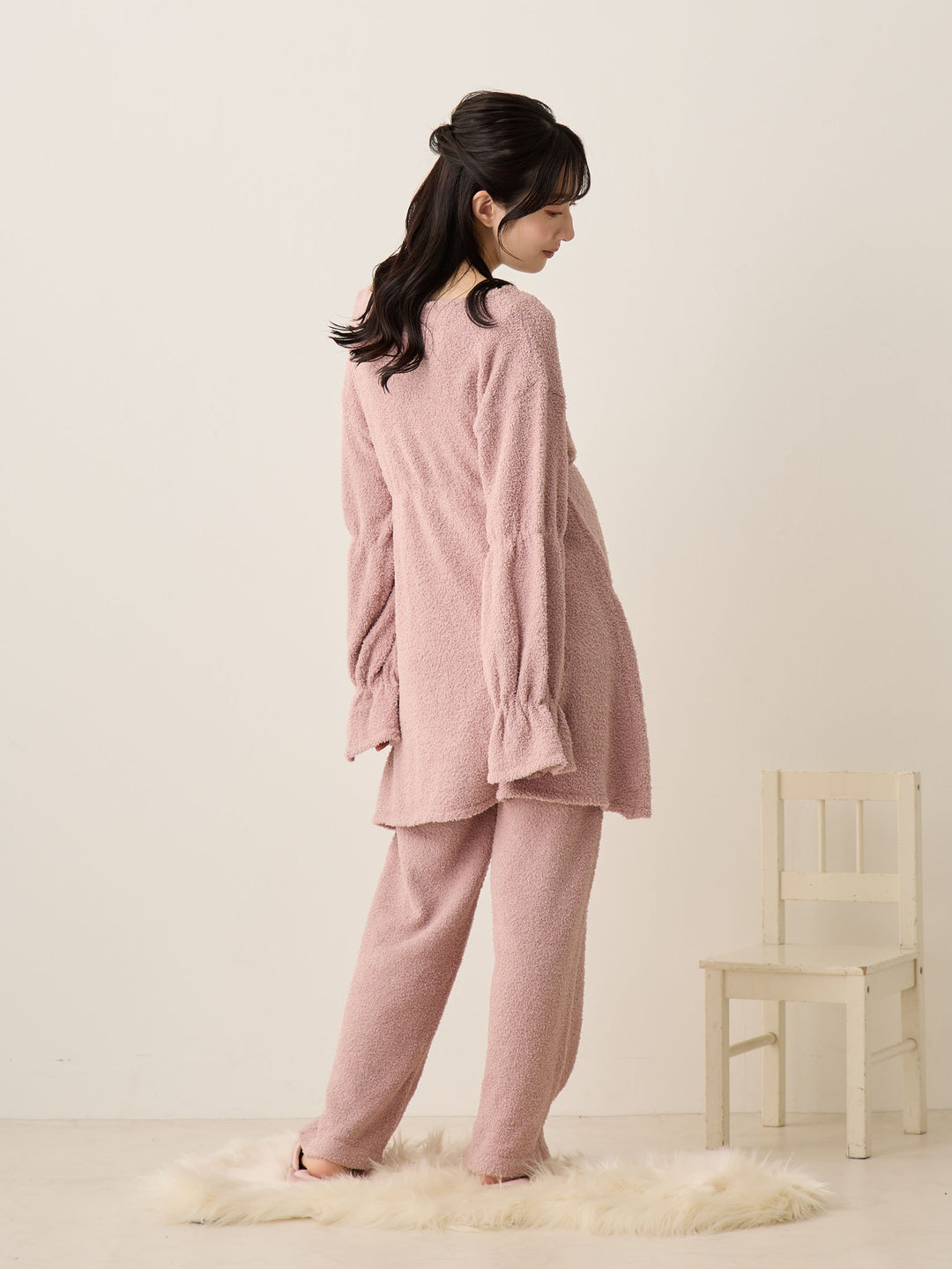 蓬松睡衣套装粉色