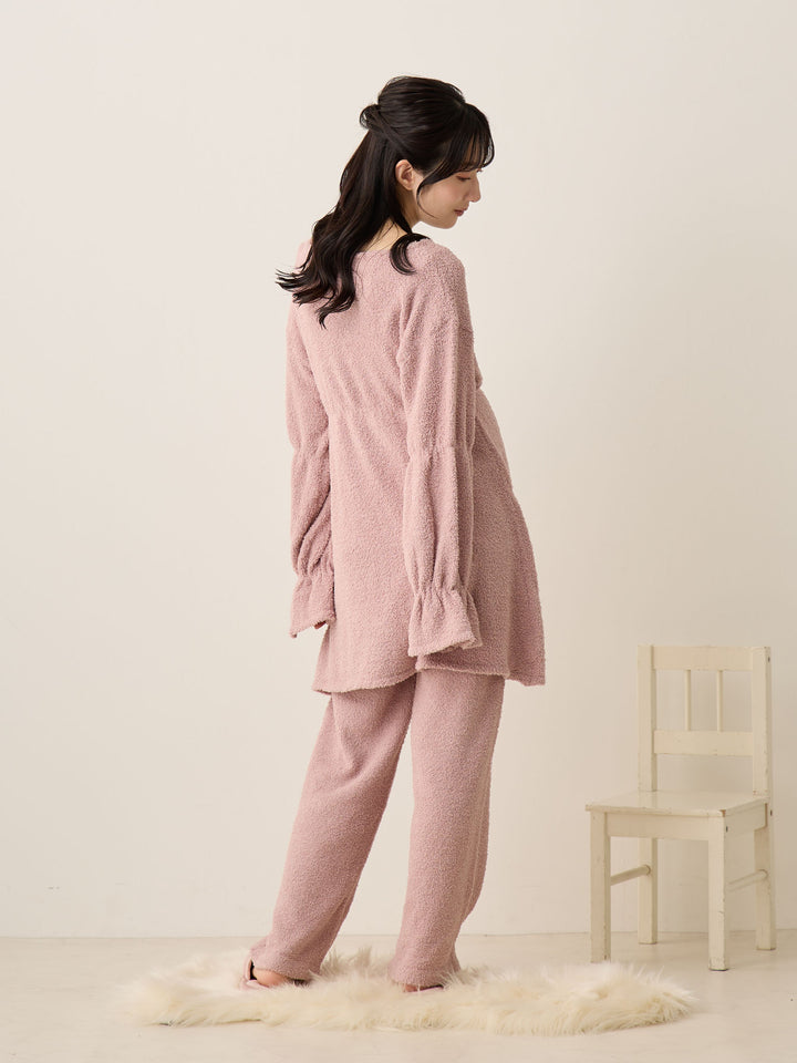 蓬松睡衣套装粉色