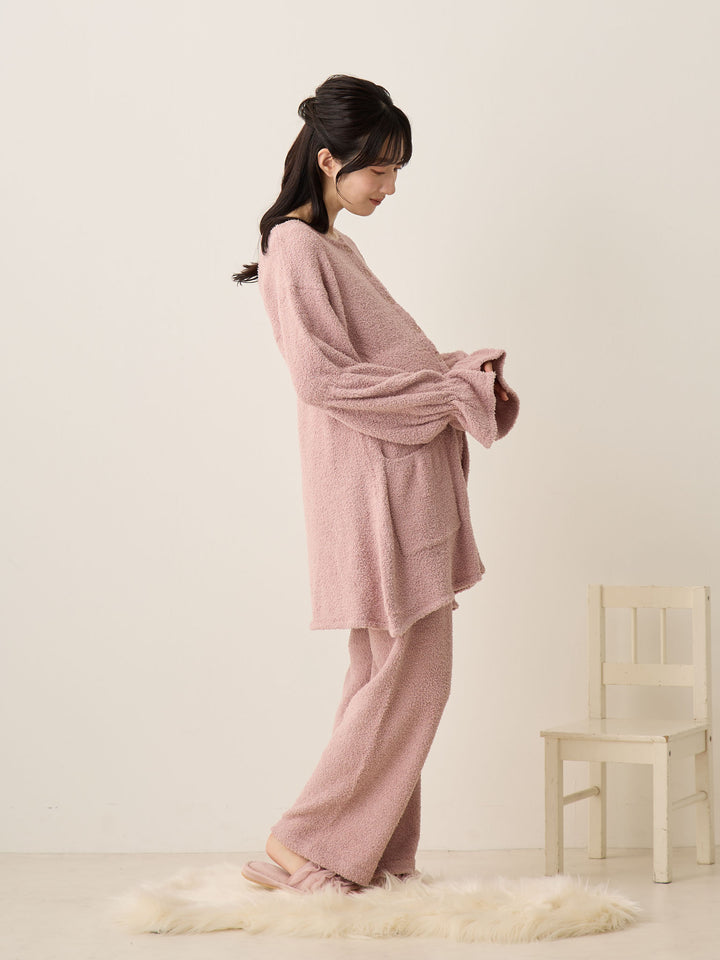 蓬松睡衣套装粉色