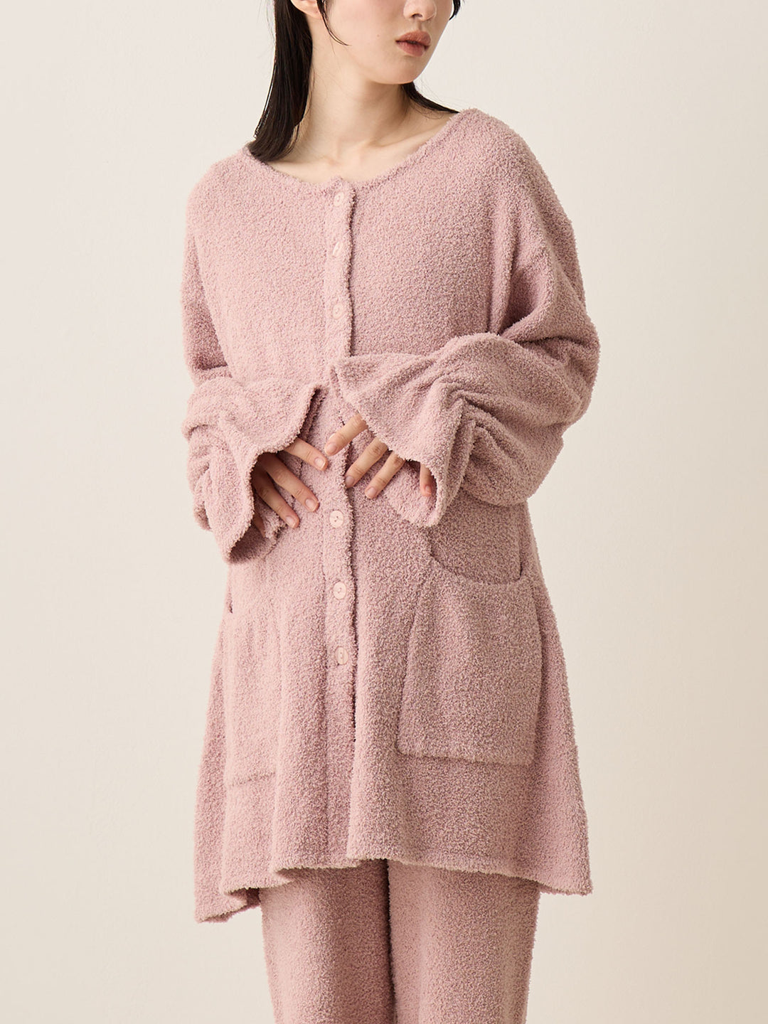 蓬松睡衣套装粉色