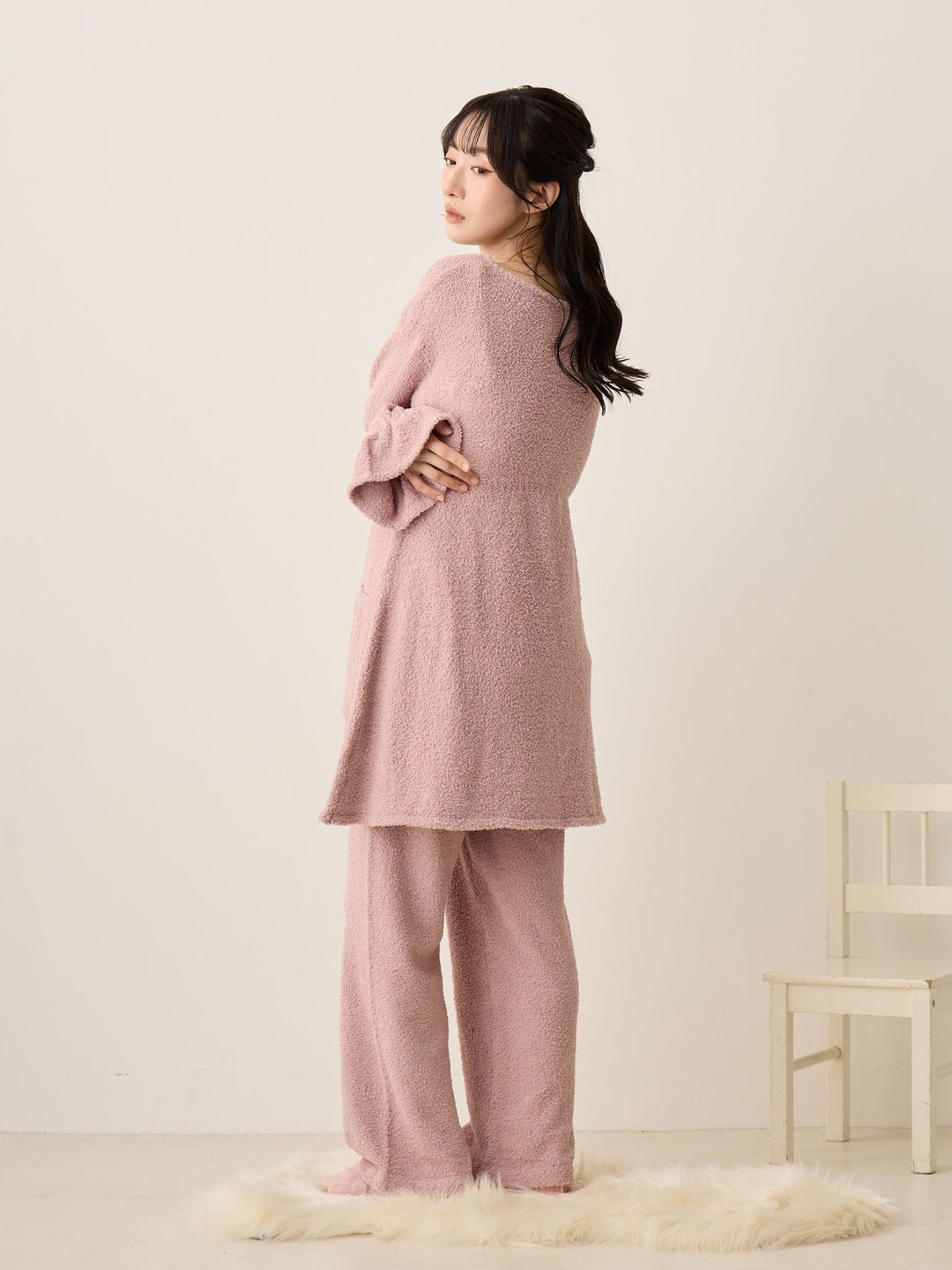 蓬松睡衣套装粉色