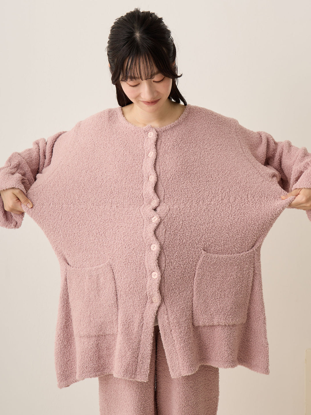 蓬松睡衣套装粉色