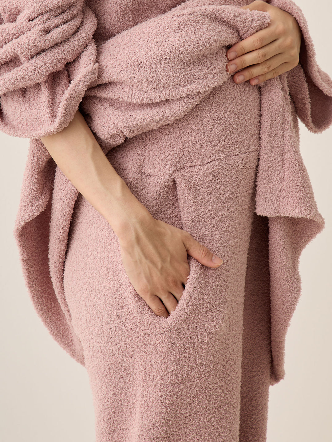 蓬松睡衣套装粉色