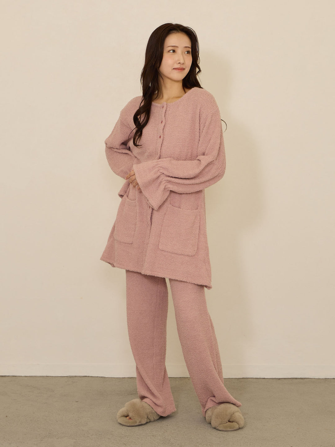 [Maternity/Postpartum] Fluffy pajama set Pink