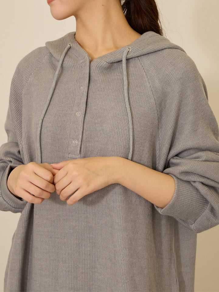 [Maternity/Nursing Clothes] Hooded Parka Gray