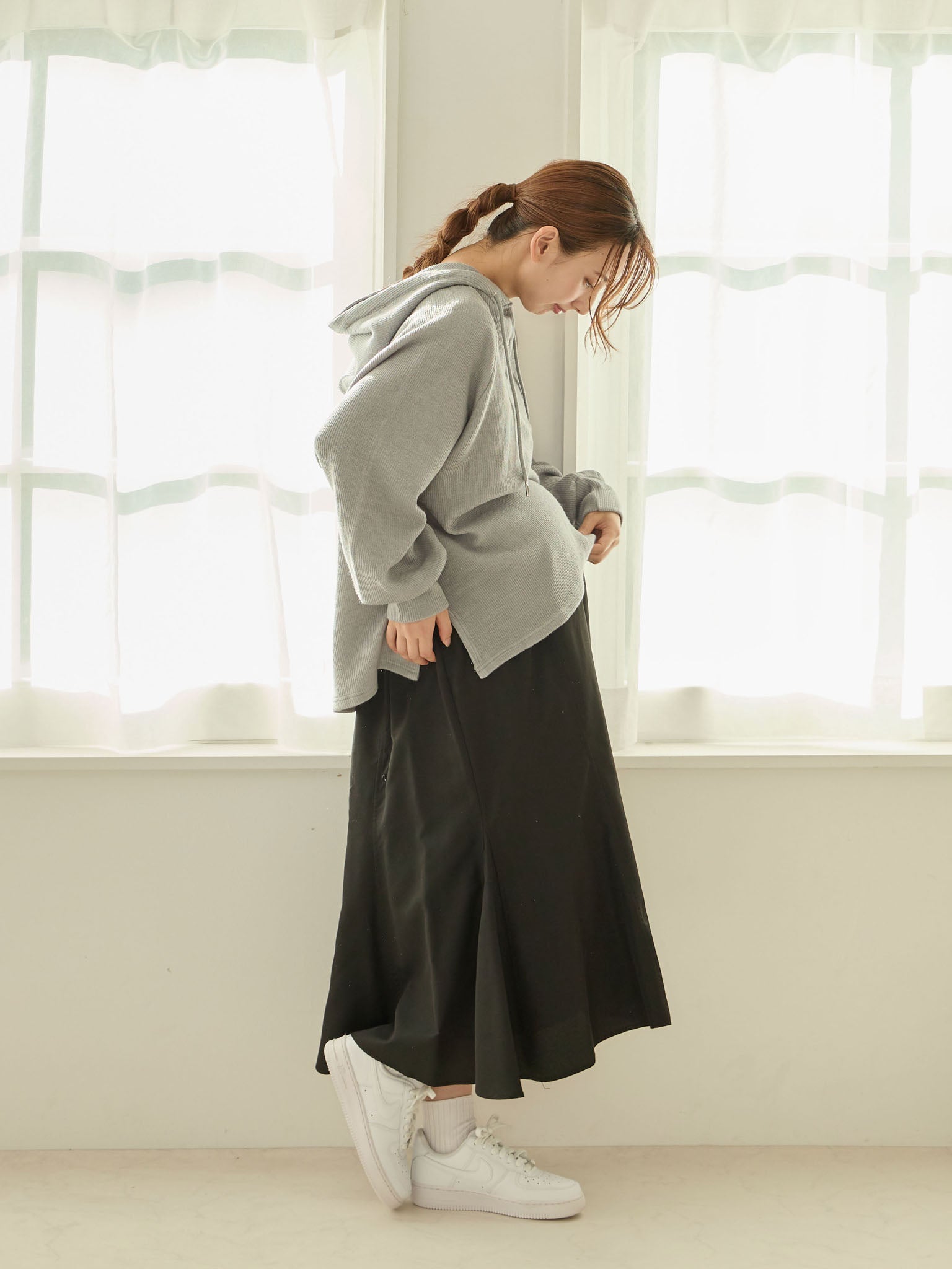 ミラーナイン　フード付きパーカー グレー ミラーナインフード付きパーカー グレー