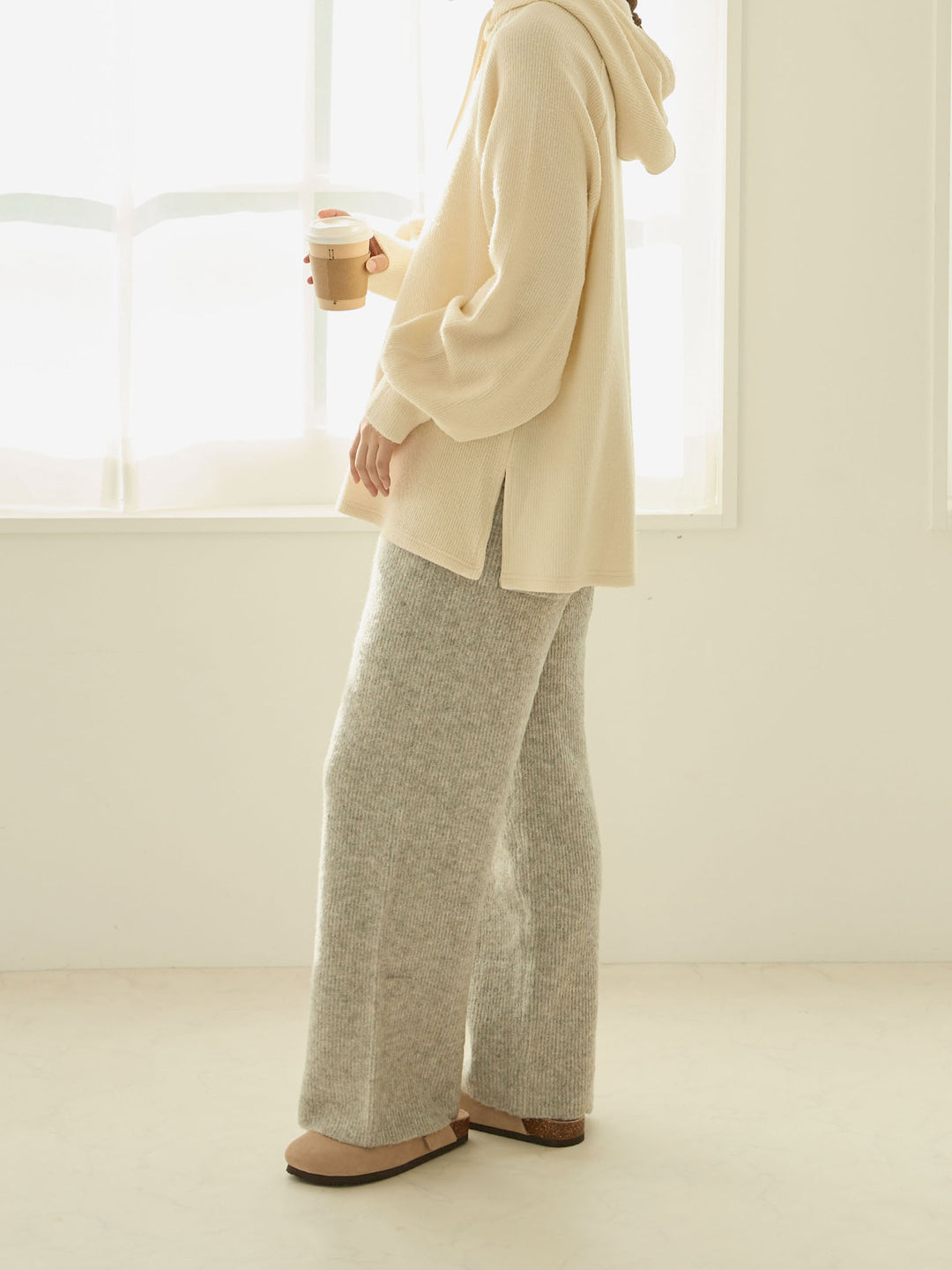 ふっくらリブニットパンツ Gray