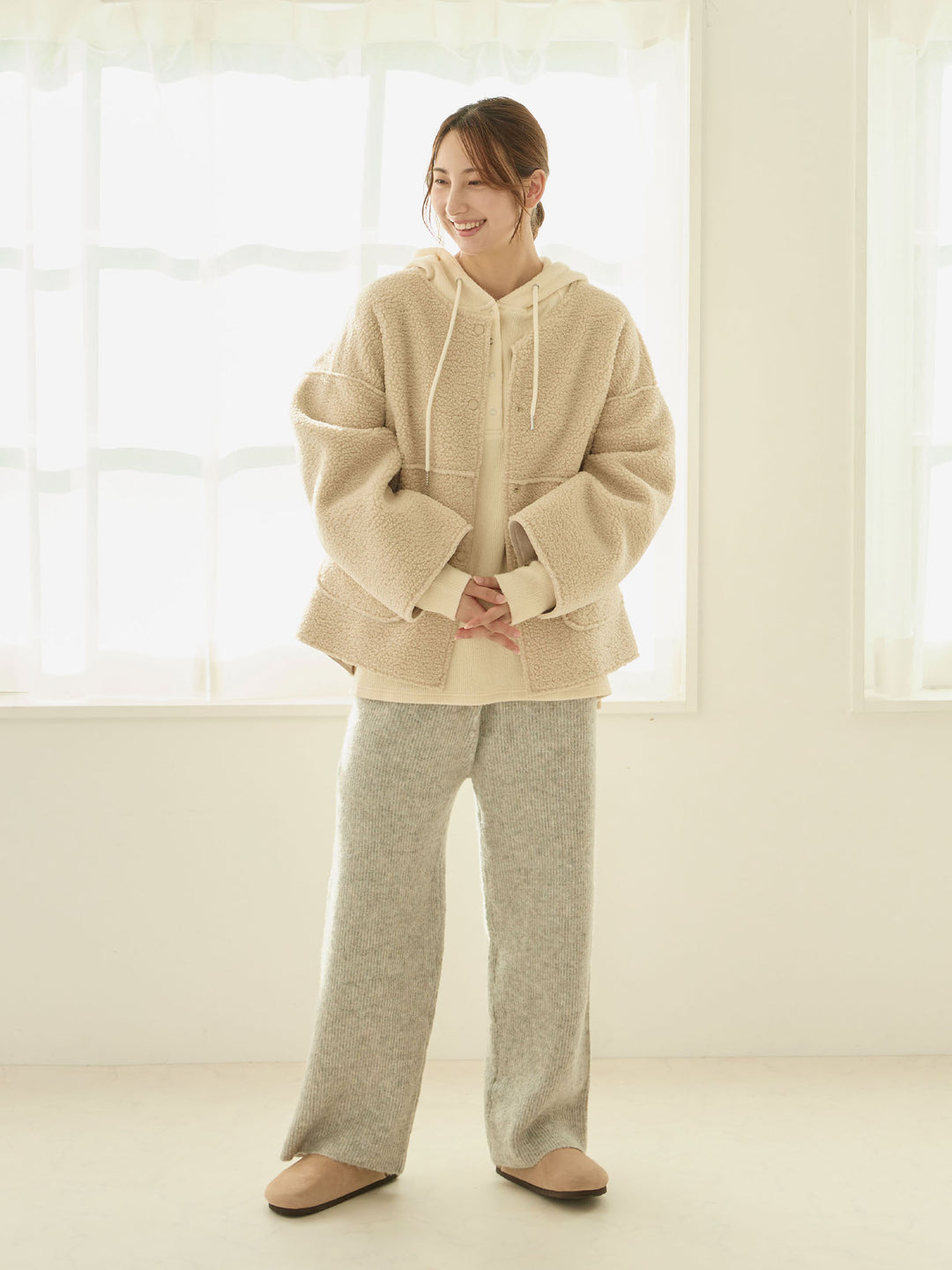 ふっくらリブニットパンツ Gray