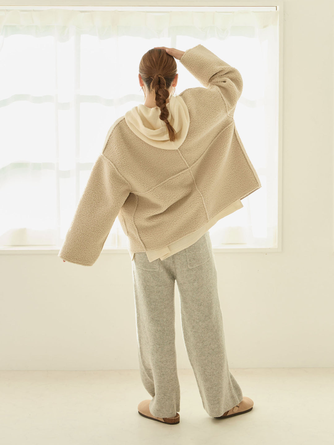 双面 Boa Ducker 夹克，米色