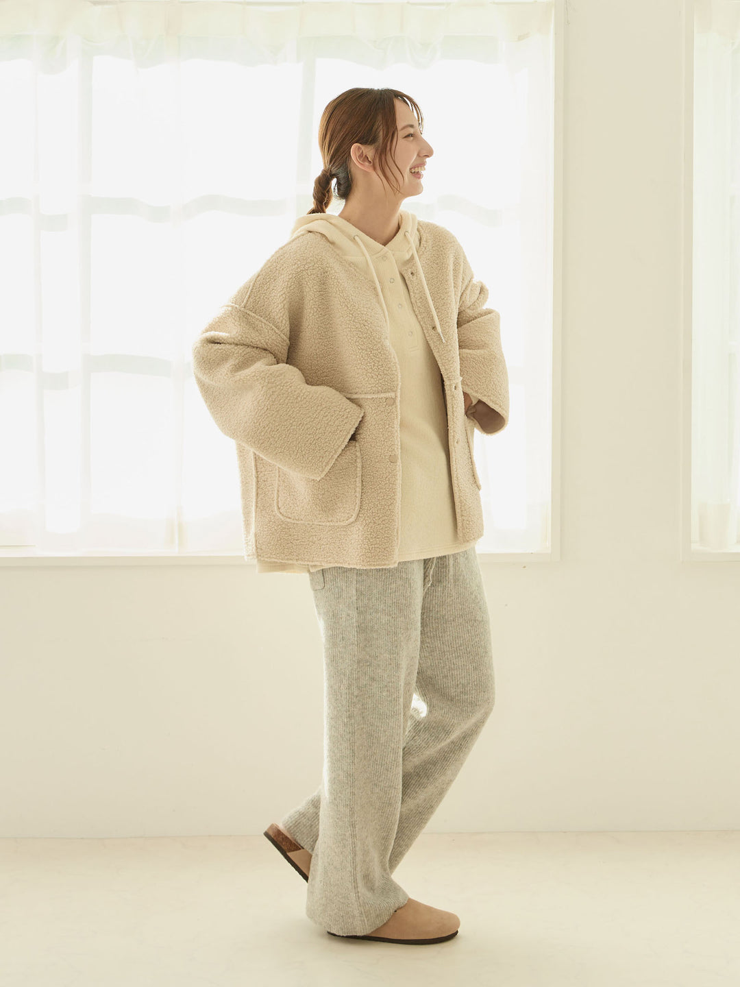 双面 Boa Ducker 夹克，米色