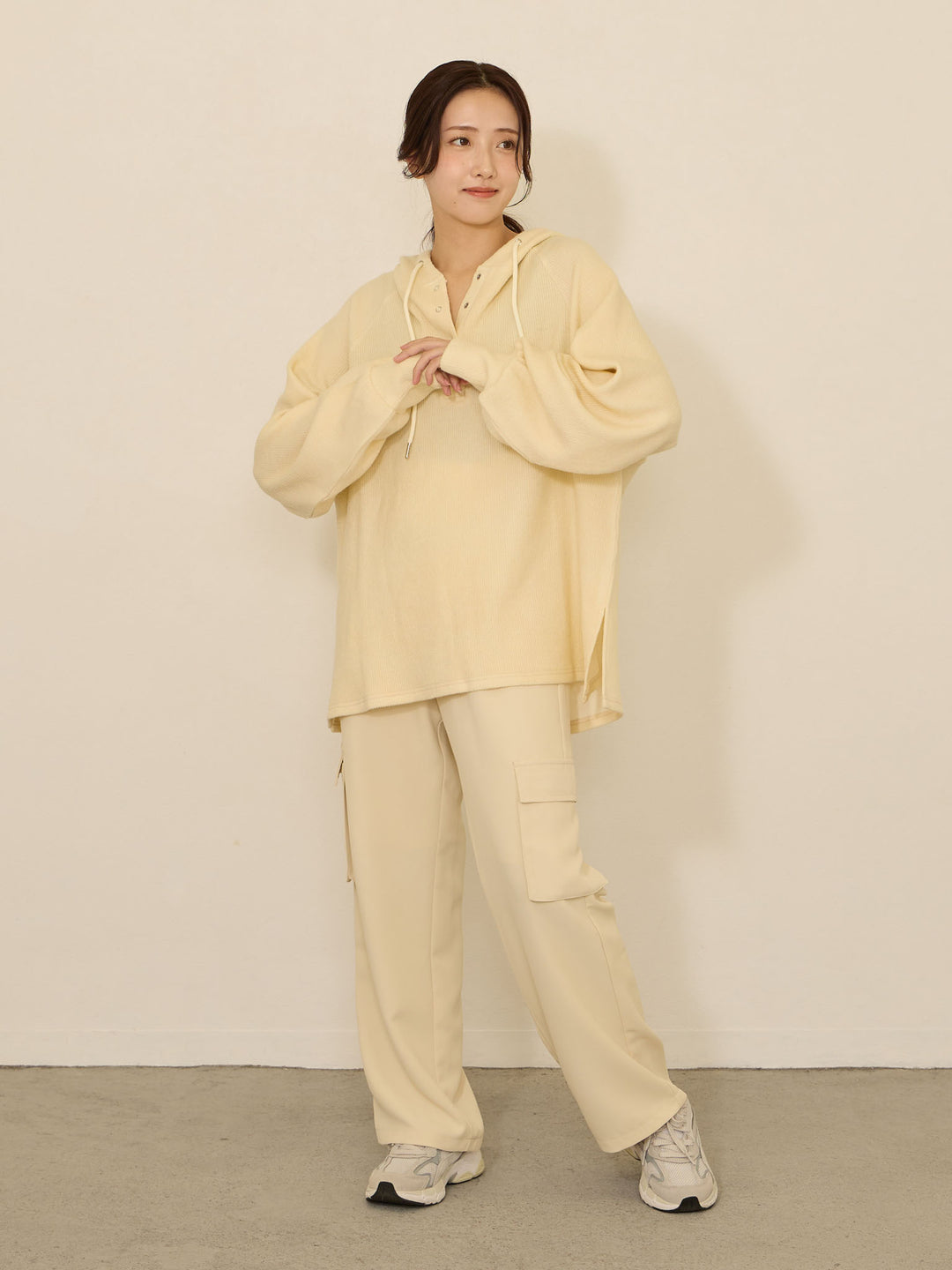 [Maternity/Nursing Clothes] Hooded Parka Ivory