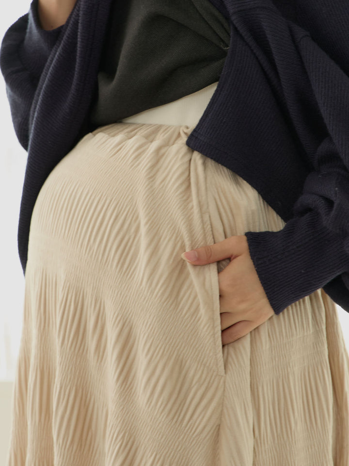 天鹅绒褶皱百褶裙，深棕色