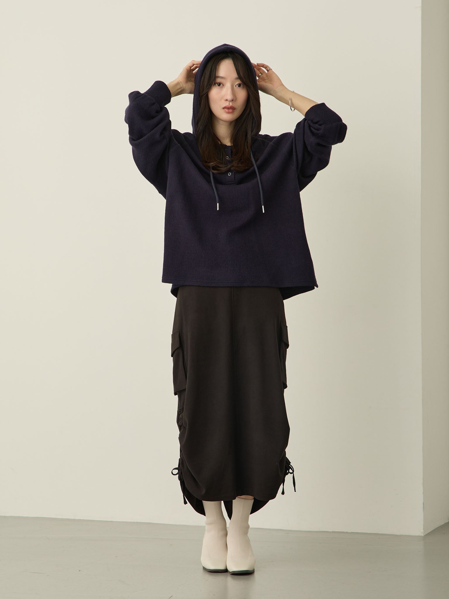 STONE  ネイビーフード付きパーカー ストーンアイランド STONE ISLAND STONE ISLAND ジップアップ