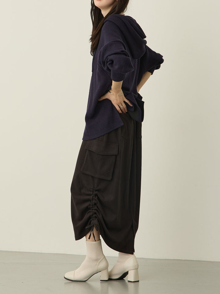 黑色羊毛工装裙