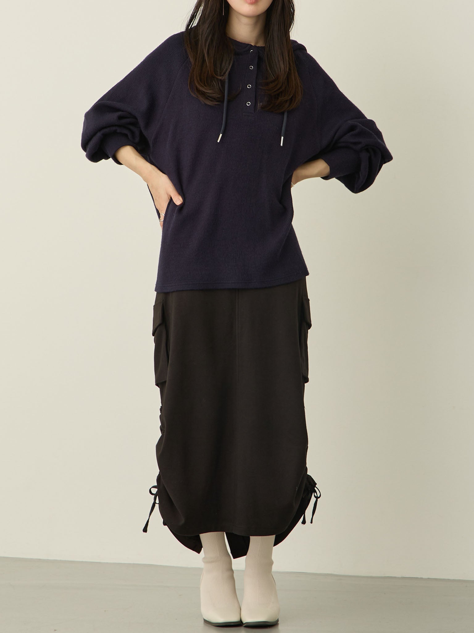 STONE  ネイビーフード付きパーカー ストーンアイランド STONE ISLAND STONE ISLAND ジップアップ