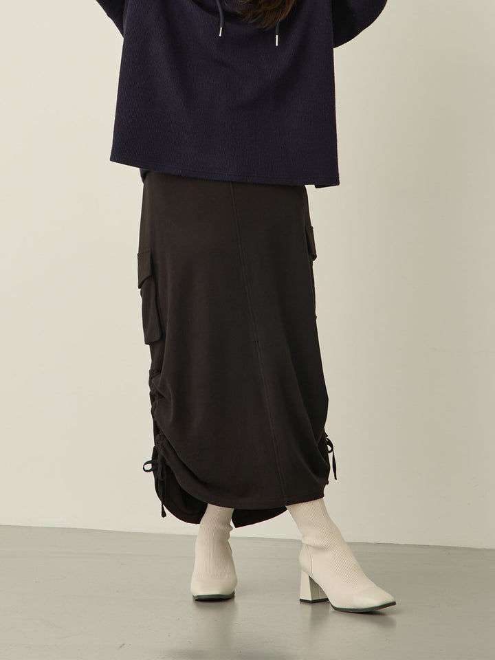 黑色羊毛工装裙